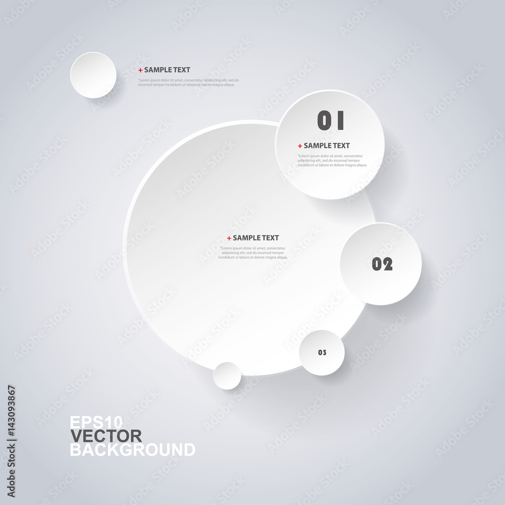Aufkleber minimal infographics or web template design - paper cut circular spiraling labels with shadows and i