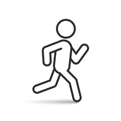 Running man icon vector silhouette on white.