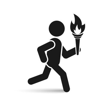 Man with tourch flame icon. Vector illustration.