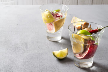 Summer soft drink with orange and lime