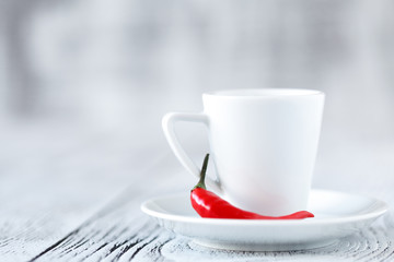 Cup of black coffee with pepper, Tabasco coffee