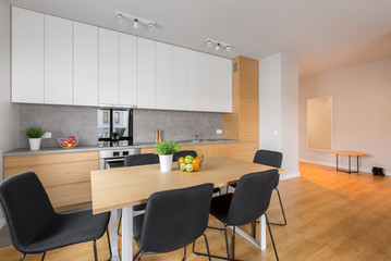 Open kitchen with table