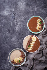 Banana and chocolate smoothie bowl