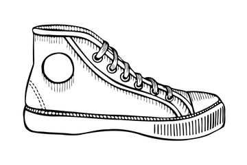 Hand drawn sketch of sport shoes - 143097234