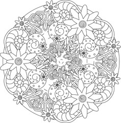 Black and white pattern for adult coloring book. Vector elements for design. Good for design of wrapping and textile.