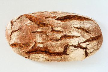 Closeup of a whole country bread loaf