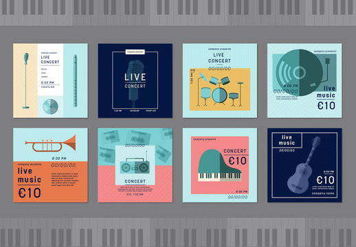 Square Instrument Social Media Post Layouts