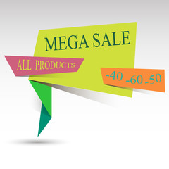 The logo with Mega sale message