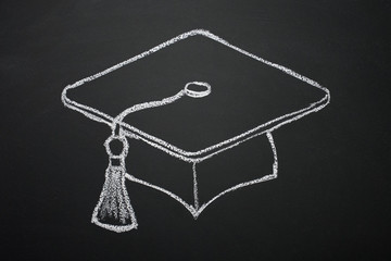 Graduation hat chalkboard drawing