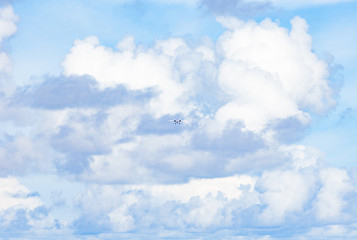 Seaplane flying over the sky of Maldives