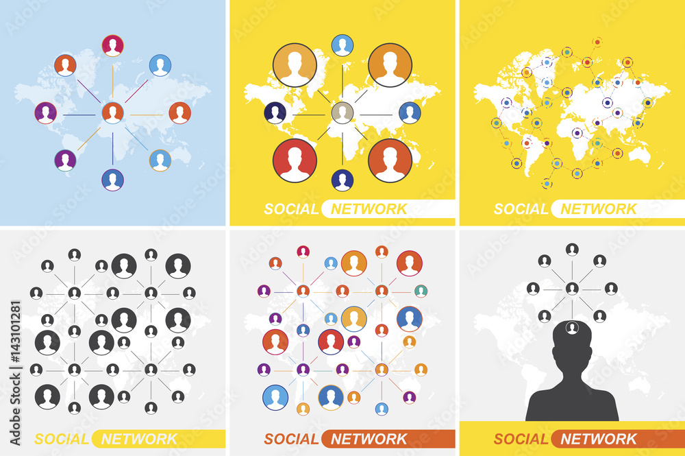 Aufkleber set of concepts on the theme of social networks and communication on the internet. communication peo