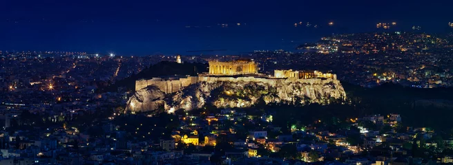 Gardinen Night view of Acropolis from Mount Lycabettus, Athens © Alexey
