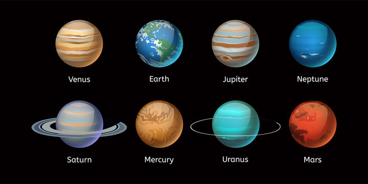 High quality solar system planet galaxy astronomy earth science globe orbit star vector illustration.