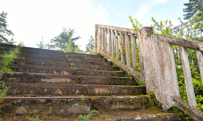 Old abandoned concrete staircase.