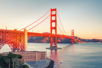Golden Gate Bridge at sunrise, San Francisco