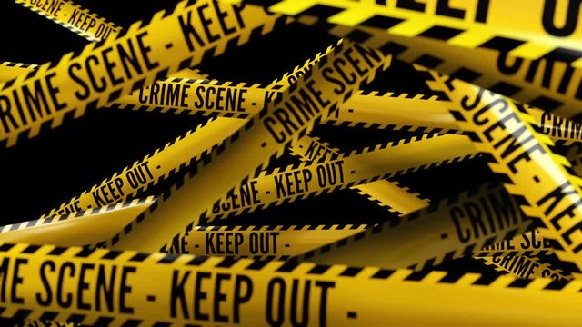 Crime scene, keep out. Yellow tape. Transition. Contains an alpha channel 