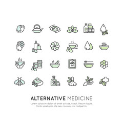 Vector Icon Style Logo Sign Set of  Alternative Medicine. IV Vitamin Therapy, Anti-Aging, Wellness, Ayurveda, Chinese Medicine. Holistic centre. Green Energy Mandala
