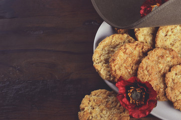 Australian army slouch hat and traditional Anzac biscuits