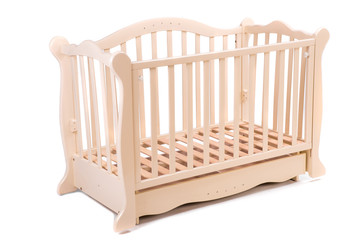 baby bed wooden on a white background