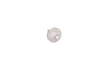 Tarnish-free spiral cage for stones and crystals isolated on white background