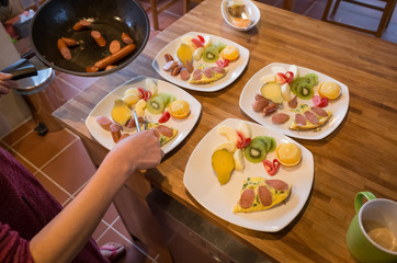 woman prepare breakfast