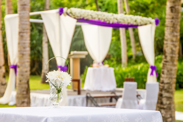 outdoor beach wedding setup in tropics