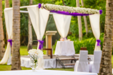outdoor beach wedding setup in tropics