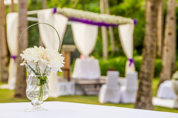 outdoor beach wedding setup in tropics