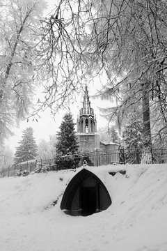 Orthodox church of Saint apostles Pyotr and Pavel in the Shuvalovsky park, St. Petersburg, Russia