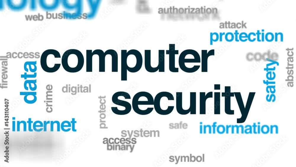 Poster computer security animated word cloud, text design animation.