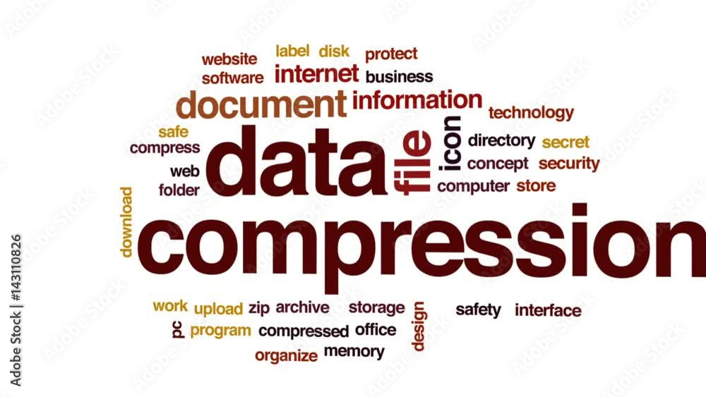 Poster data compression animated word cloud, text design animation.
