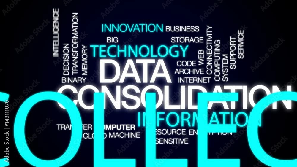 Poster data consolidation animated word cloud, text design animation.