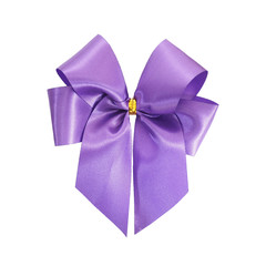 violet bow ribbon isolated on white background