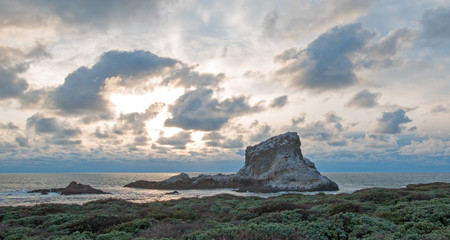 Piedras Blancas point at sunset on the Central California Coast north of San Simeon California USA