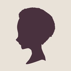 Little Girl Profile Silhouette. Vector Illustration. Cute adolescent girl portrait. Short hair