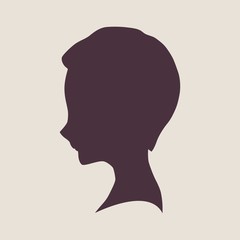 Little Girl Profile Silhouette. Vector Illustration. Cute adolescent girl portrait. Short hair