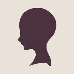 Little Girl Profile Silhouette. Vector Illustration. Cute adolescent girl portrait. Short hair