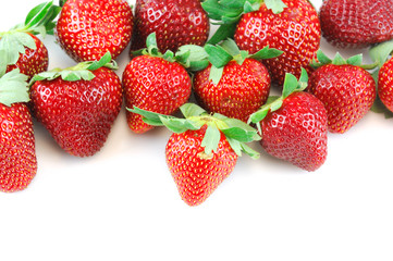 fresh picked strawberries isolated on white background