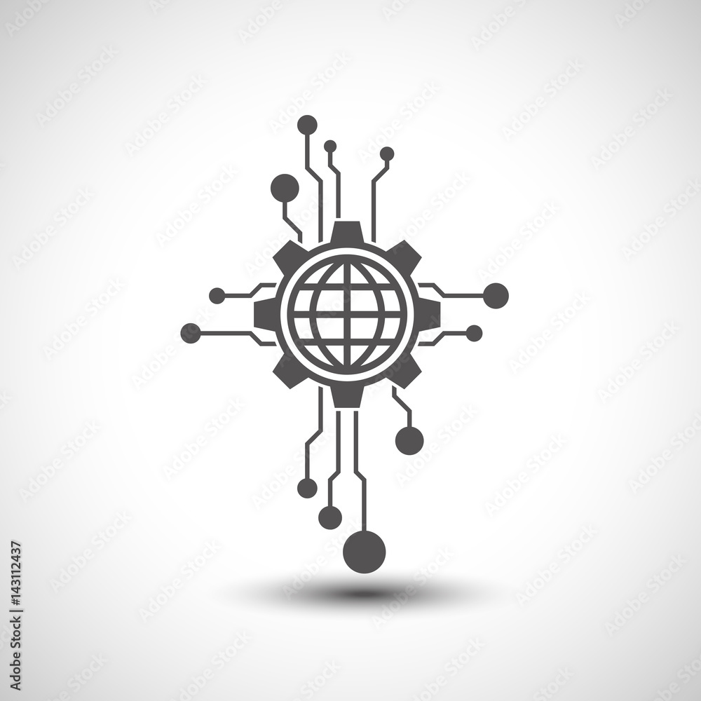 Poster technology background template. communication element with shadow.