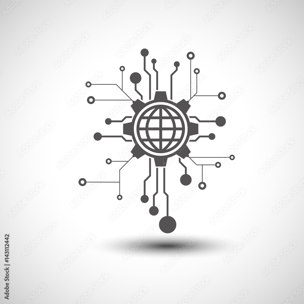 Poster technology background template. communication element with shadow.