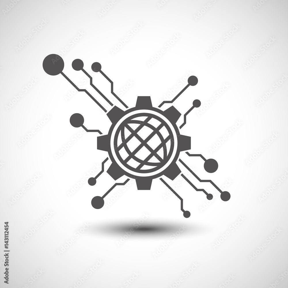 Poster technology background template. communication element with shadow.