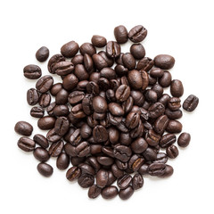 Roasted coffee beans on white