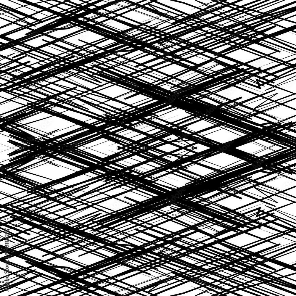 Poster random edgy abstract illustration with random scattered geometric shapes / lines. black and white ab