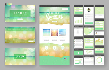 Website design template and interface elements