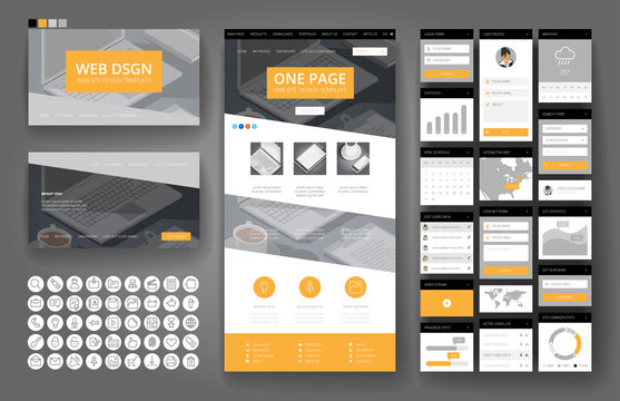 Website design template and interface elements