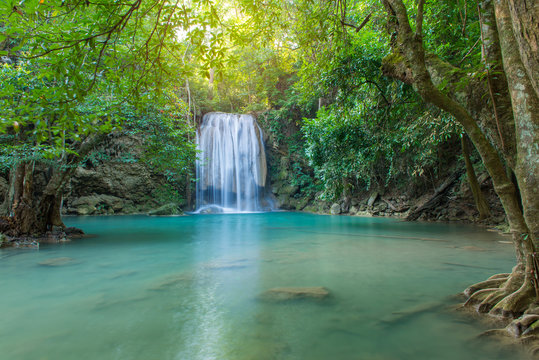 Waterfall in Deep forest at Erawan waterfall National Park, © CasanoWa Stutio