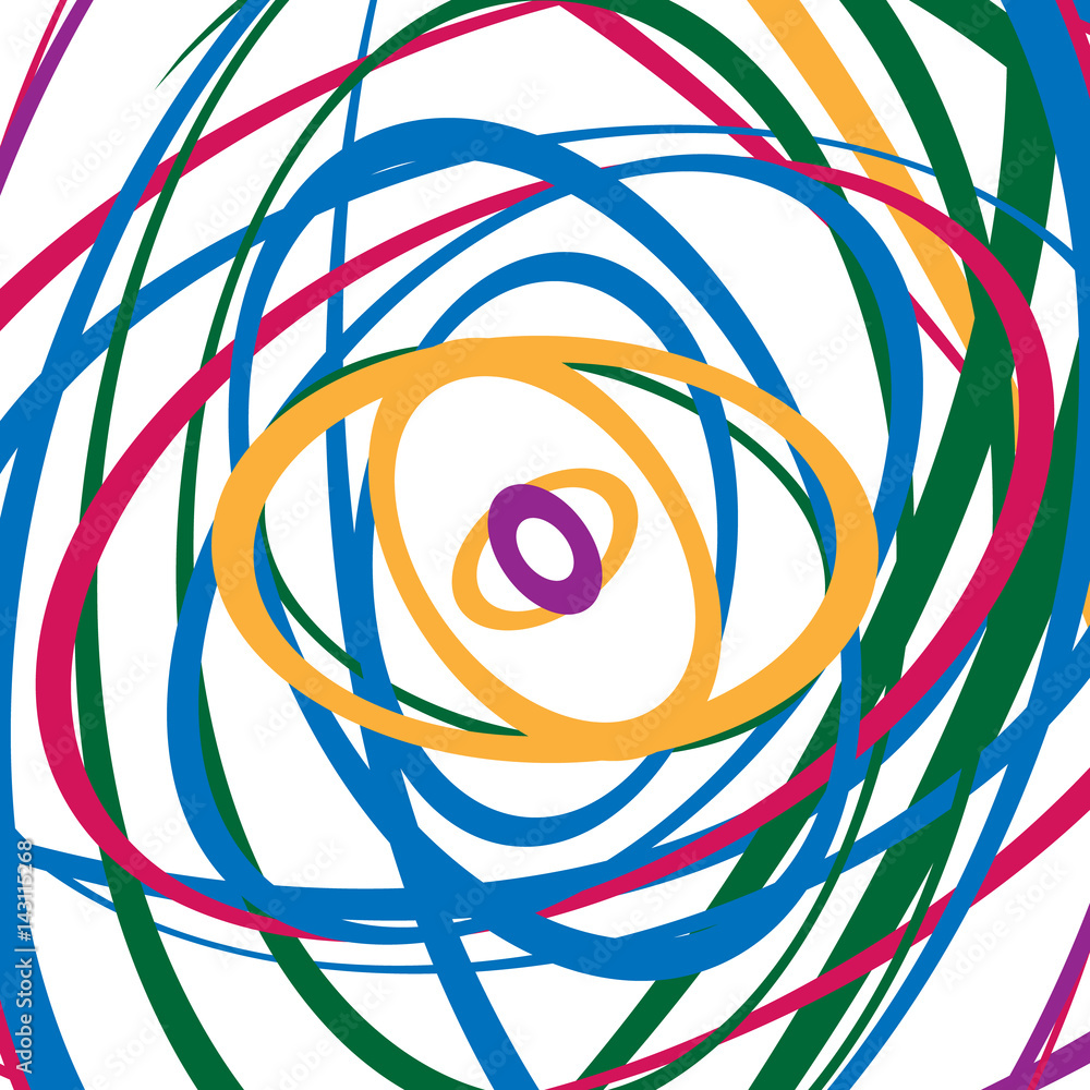 Fototapete circular spirally abstract pattern with colorful ellipses. random circles