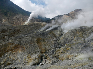 Smoke from sulfur of volcano