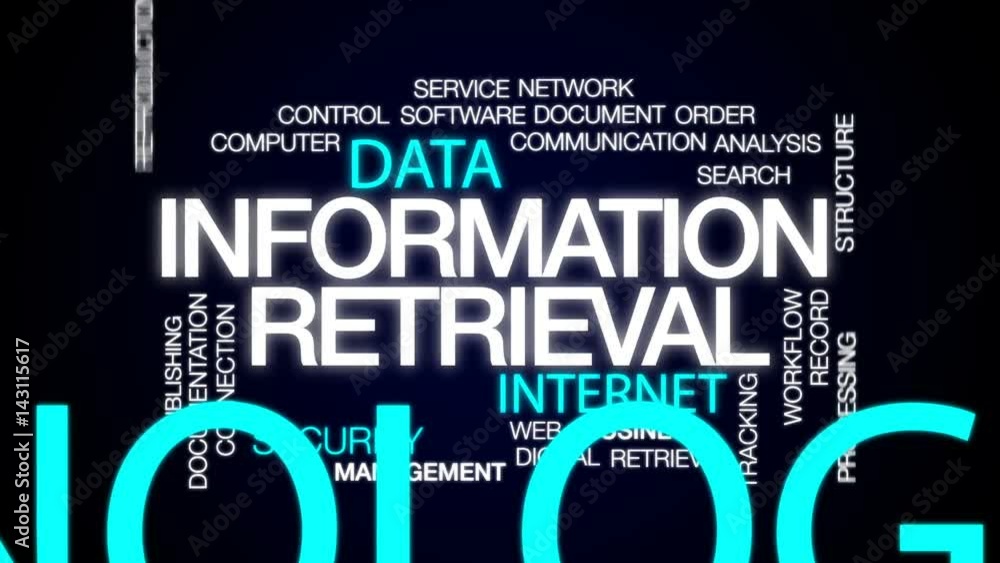 Poster information retrieval animated word cloud, text design animation.