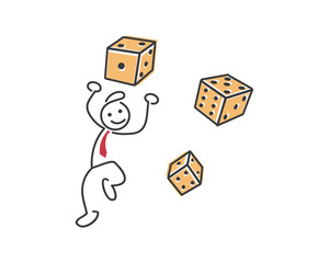 Creative Business Strategy Tips Stickman Illustration Concept - Never Afraid To Gamble Your Steps
